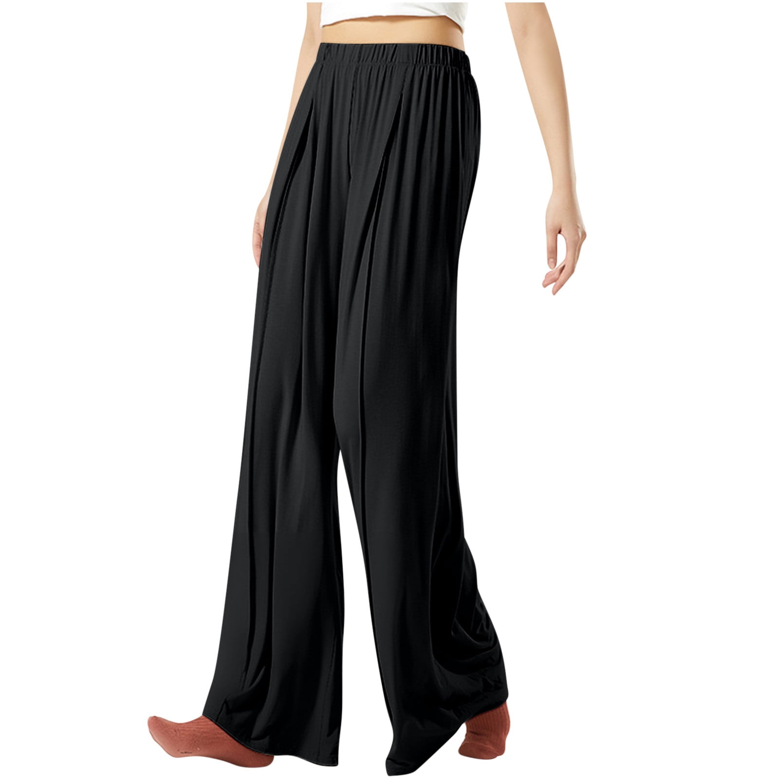 XUNRYAN Womens Culottes Pants Flowy Capri Pants Elastic High Waist Summer Casual Boho Skirt Pants Beach