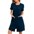 thumbnail image 1 of JIUKE Womens Zipper Front Housecoats Short Sleeve Crew Neck Bathrobes Loungewear Nightgown with Pockets M, 1 of 8