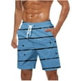 thumbnail image 1 of JIUKU Plus Size Mens Shorts Casual Summer Striped Elastic High Waisted Drawstring Beach Shorts with Pockets, 1 of 5