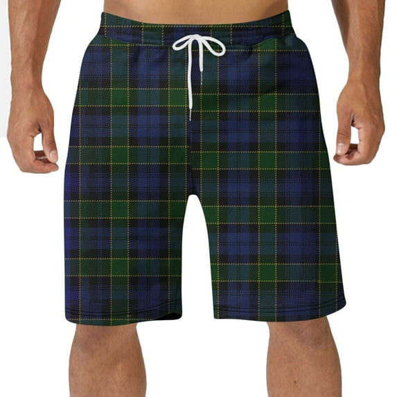 JIUKU Plus Size Pajamas Shorts for Men High Elastic Waisted Plaid Beach Shorts Drawstring Loose Comfy Shorts