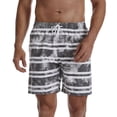 thumbnail image 1 of JIUKU Summer Shorts for Men Casual Drawstring Striped Printing Beach Shorts High Elastic Waist Baggy Vacation Shorts, 1 of 7