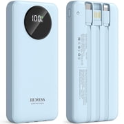 JIUMESS 10000mAh Power Bank with Cables 22.5W Fast Portable Charger Compatible for iPhone, Android