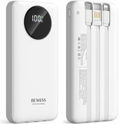 JIUMESS 10000mAh Power Bank with Cables 22.5W Fast Portable Charger Compatible for iPhone, Android
