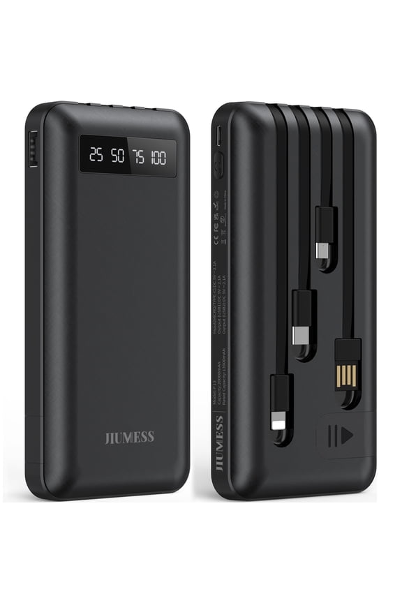 20000mAh Power Bank Portable Charger with Cables Compatible for iPhone, Android Cell Phone