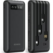 JIUMESS 20000mAh Power Bank Portable Charger with Cables, USB Battery Pack Compatible for iPhone & Android Cell Phone