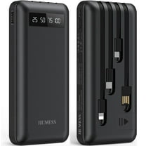JIUMESS 20000mAh Power Bank Portable Charger with Cables, USB Battery Pack Compatible for iPhone & Android Cell Phone