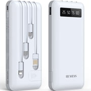 JIUMESS 20000mAh Power Bank Portable Charger with Cables Compatible for iPhone, Android Cell Phone