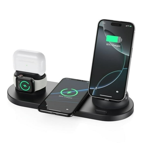 JIUMESS 6 in 1 Wireless Charger Charging Station Compatible for iPhone, Samsung, AirPods, Apple Watch