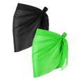 thumbnail image 1 of JIUWEN 2 Pieces Sarong Coverups for Women Bathing Suit Wrap Swimsuit Skirt Beach Bikini Cover Up Swimwear Chiffon(Black+Green),Sarong Wraps for Women,Beach Wraps for Women,Bikini Cover, 1 of 5