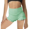 thumbnail image 1 of JIUWEN Girls Athletic Ruffle Shorts High Waisted Yoga Dance Shorts Comfy Workout Gymnastics Shorts-Light Green-140,Ruffle Shorts,Dance Outfits,Girls Athletic Shorts, 1 of 3