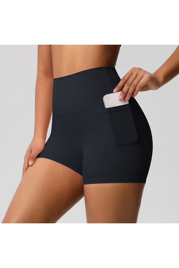 Gym Shorts Women Crossover Biker Shorts High Waisted Spandex Workout Yoga Booty Shorts with Pockets-Black-L,Gym Shorts Women,Butt Lifting Shorts,Biker Shorts