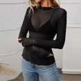 thumbnail image 1 of JIUWEN Women's Basic Long Sleeves Mesh Sheer Tops-Black-L,Sheer Tops for Women,Mesh Long Sleeve Tops for Women, 1 of 6