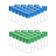 JIUWU Empty Glass Bottles Vials Capacity 5ml 0.17 Oz with Screwcap Rubber Stopper 22pcs Green and 22pcs Blue Cap