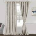 thumbnail image 1 of JIUZHEN Beige Velvet Curtains 84 inches for Living Room - Thermal Insulated Room Darkening Grommet Thick Velvet Window Drapes for Bedroom/Dining Room, Set of 2 with Tiebacks, 60W x 84L, 1 of 10