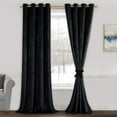 thumbnail image 1 of JIUZHEN Black Velvet Curtains for Living Room - 96 Inches Long Thermal Insulated Room Darkening Window Blackout Drapes for Bedroom/Movie/Background, Set of 2 Panels with Tiebacks, 52 x 96 inches, 1 of 10