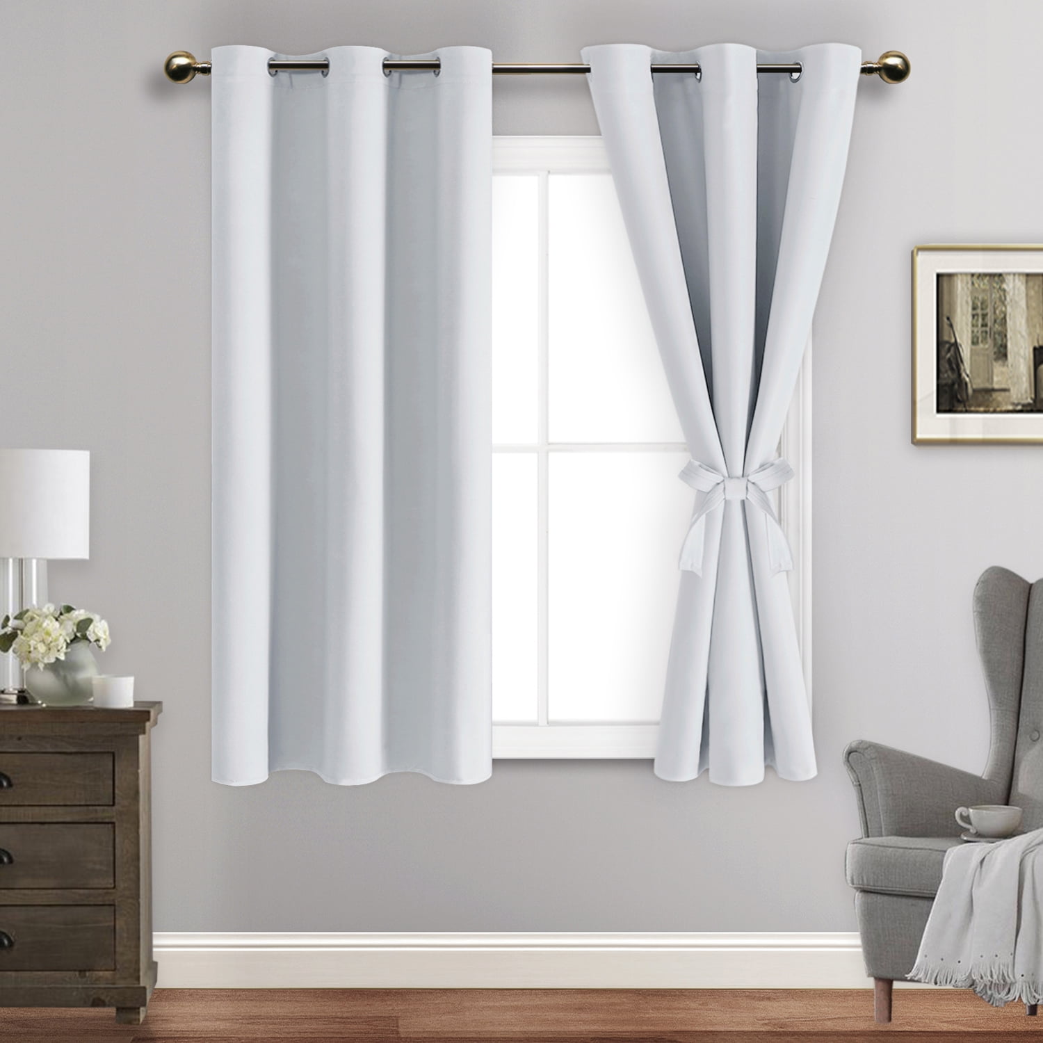 JIUZHEN Blackout curtains for Bedroom with Tiebacks - Room Darkening ...