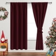 thumbnail image 1 of JIUZHEN Burgundy Blackout Curtains for Bedroom, Thermal Insulated & Noise Reducing with Tie Backs, Rod Pocket Room Darkening Window Curtains, Set of 2 Panels, 42 x 72 Inch Length, 1 of 10