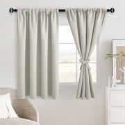 JIUZHEN Curtains for Living Room & Bedroom, Thermal Insulated Noise Reducing Rod Pocket Blackout curtains, Set of 2 Panels with Tiebacks 42 x 54 Inch Length, Ivory
