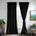 thumbnail image 1 of JIUZHEN Extra Long Velvet Curtains 108 inches - Soft Retro Blackout Velvet Drapes Room Darkening Thermal Insulated for Living Room/Gallery, 52W x 108L, 2 Panels with Tiebacks,Black, 1 of 10