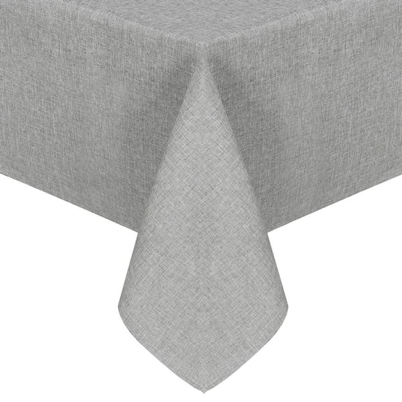 JIUZHEN Faux Linen Rectangle Tablecloth - Wrinkle and Stain Resistant Washable Table Cloth for Kitchen Dining Room Holiday Table Cover for Dinner Picnic, Light Grey, 70 x 108 Inch