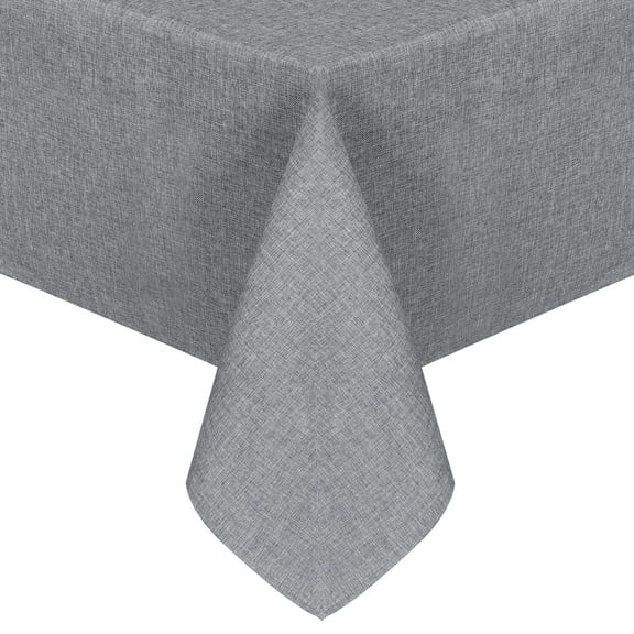 JIUZHEN Faux Linen Rectangle Tablecloth - Wrinkle and Stain Resistant Washable Table Cloth for Kitchen Dining Room Holiday Table Cover for Party Dinner Picnic, Grey, 52 x 70 Inch