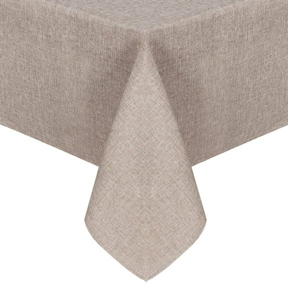 JIUZHEN Faux Linen Rectangle Tablecloth - Wrinkle and Stain Resistant Washable Table Cloth for Kitchen Dining Room Holiday Table Cover for Party Dinner Picnic, Stone, 60 x 102 Inch