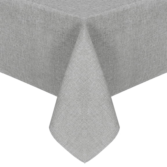 JIUZHEN Faux Linen Square Tablecloth - Wrinkle and Stain Resistant Washable Table Cloth for Kitchen Dining Room Holiday Table Cover for Dinner Picnic, Light Grey, 70 x 70 Inch