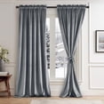 thumbnail image 1 of JIUZHEN Grey Velvet Curtains 96 inches for Living Room - Soft Retro Blackout Velvet Drapes Rod Pocket Room Darkening Thermal Insulated for Bedroom/Gallery, 52W x 96L, 2 Panels with Tiebacks, 1 of 13