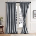 thumbnail image 1 of JIUZHEN Grey Velvet Curtains 96 inches for Living Room - Soft Retro Blackout Velvet Drapes Rod Pocket Room Darkening Thermal Insulated for Bedroom/Gallery, 52W x 96L, 2 Panels with Tiebacks, 1 of 13