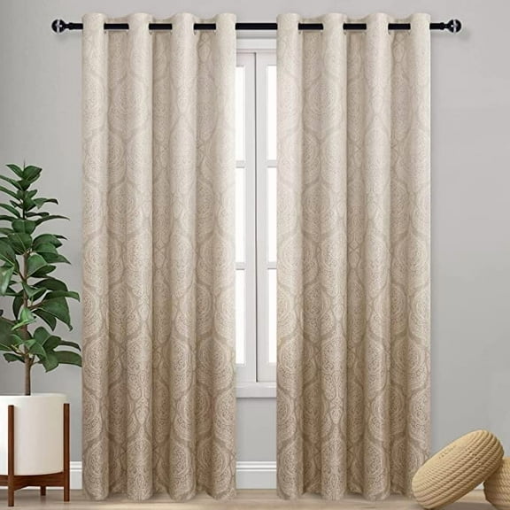 JIUZHEN Ombre Blackout Curtains 84 Inch - Gradient Thermal Insulated Room Darkening Drapes for Bedroom/Living Room, Set of 2 Panels, 52 x 84 Inch Length, Taupe