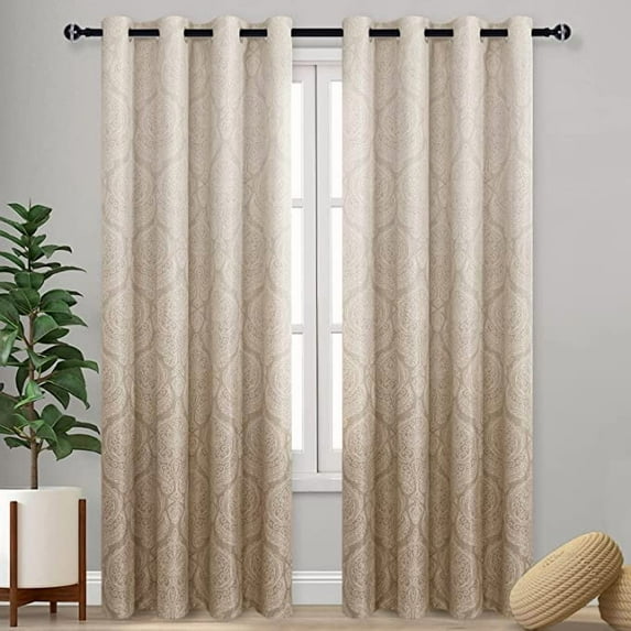 JIUZHEN Ombre Blackout Curtains for Living Room - Gradient Energy Saving Grommet Top Thermal Insulated Room Darkening Window Drapes for Bedroom, 2 Panels, 52 x 96 Inches Long, Taupe