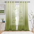 thumbnail image 1 of JIUZHEN Semi Sheer Curtains for Living Room - Grommet Top Gradient Ombre Voile Window Drapes for Bedroom Home Decor, Set of 2 Panels, Olive Green, 52 x 96 Inches Long, 1 of 7