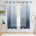 thumbnail image 1 of JIUZHEN Semi Sheer Voile Ombre Curtains Grommet Top Gradient Light Filtering Window Curtains for Living Room Modern Decor, Set of 2 Panels, Denim Blue, 42 x 63 Inches Long, 1 of 7