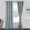 thumbnail image 1 of JIUZHEN Stone Blue Velvet Curtains - Super Soft Bedroom Window Curtains & Drapes Room Darkening Energy Efficiency Curtains for Living Room Home Office, W 52 x L 96, 2 Panels, 1 of 10