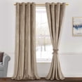 thumbnail image 1 of JIUZHEN Taupe Room Darkening Velvet Curtains 96 inches Long for Living Room, Super Soft Thermal Insulated Textured Window Drapes for Bedroom Home Office, W52 x L96 inch, Set of 2 Panels with Tiebacks, 1 of 10