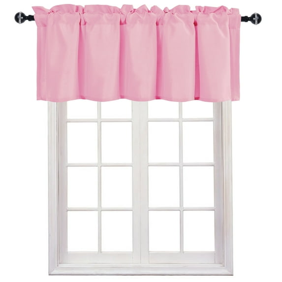 JIUZHEN Valance Curtains for Kitchen Window Valances for Living Room/Basement Window Curtains Bathroom Thermal Insulated Short Rod Pocket Curtain Panels, Pink,60 x 18 Inches,1 Panel