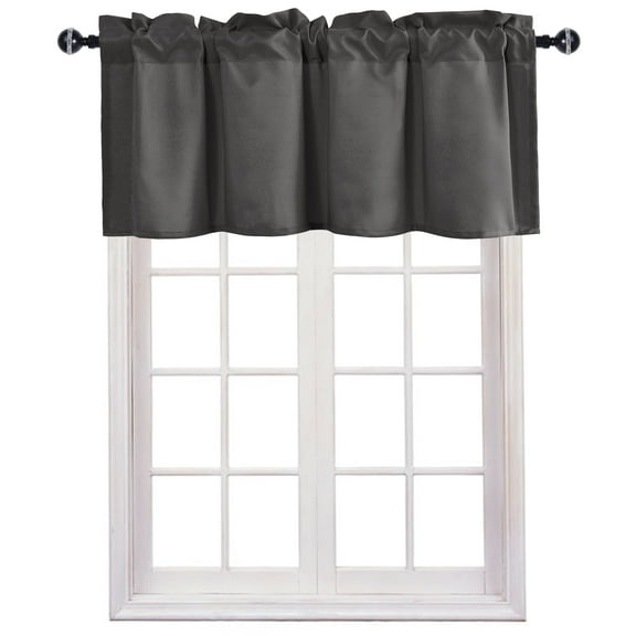 JIUZHEN Valance Curtains for Kitchen Window Valances for Living Room/Basement Window Curtains Bathroom Thermal Insulated Short Rod Pocket Curtain Panels, Grey,42 x 18 Inches,1 Panel