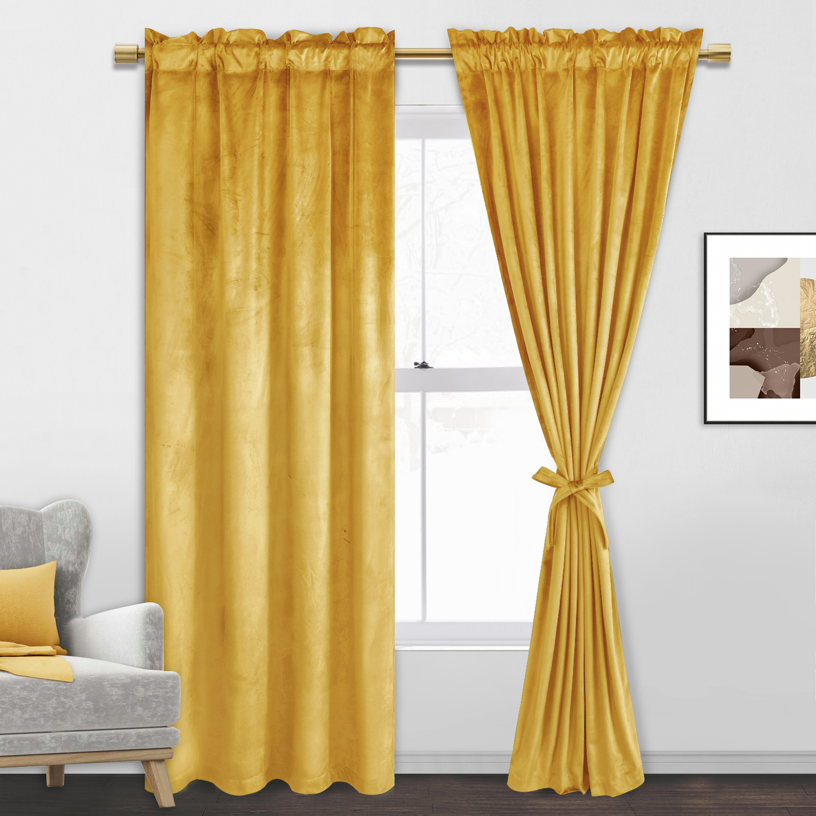JIUZHEN Velvet Blackout Curtains for Bedroom 72 inches Thermal