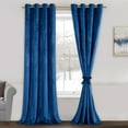 thumbnail image 1 of JIUZHEN Velvet Blackout Curtains for Bedroom - Thermal Insulated Room Darkening Grommet Window Drapes for Dining Room/Meeting Room, Set of 2 Panels with Tiebacks, 52 x 96 inches, Blue, 1 of 10