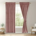 thumbnail image 1 of JIUZHEN Velvet Curtains 72 Inch Long–Soft Retro Velvet Blackout Thermal Insulated & Noise Reducing Rod Pocket Curtains for Living Room, 52 x 72 Inches, 2 Panels with Tiebacks,Wild Rose, 1 of 11