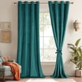thumbnail image 1 of JIUZHEN Velvet Curtains 84 Inch Long–Soft Retro Velvet Blackout Thermal Insulated & Noise Reducing Grommet Curtains for Living Room/Closet, 52 x 84 Inches, 2 Panels with Tiebacks,Teal, 1 of 9
