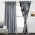 thumbnail image 1 of JIUZHEN Velvet Curtains Contemporary Grey Solid Print Rod Pocket Blackout Curtains, 60" x 96" (2 Panels), 1 of 10