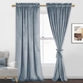 thumbnail image 1 of JIUZHEN Velvet Stone Blue Solid Print Contemporary Rod Pocket Blackout Curtain Panel Pairs, 52 x 84 in (2 Panels), 1 of 10