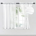 thumbnail image 1 of JIUZHEN White Short Sheer Curtains 45 Inches Long, Rod Pocket Light Filtering Semi Transparent Voile Window Curtains for Living Room & Bedroom, Set of 2 Panels with Tiebacks, W52 x L45, 1 of 7
