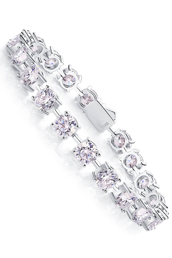 18 CT 6.5mm Moissanite Diamond Silver Tennis Bracelet Gifts, 6.5 Inch