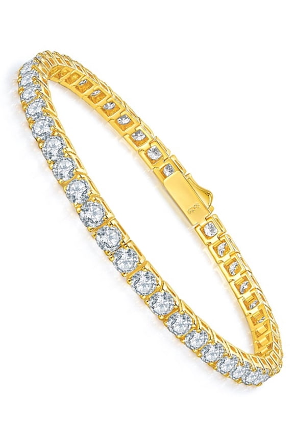 19CT 5MM Moissanite Diamond Gold Tennis Bracelet Gifts, 7.5 Inch