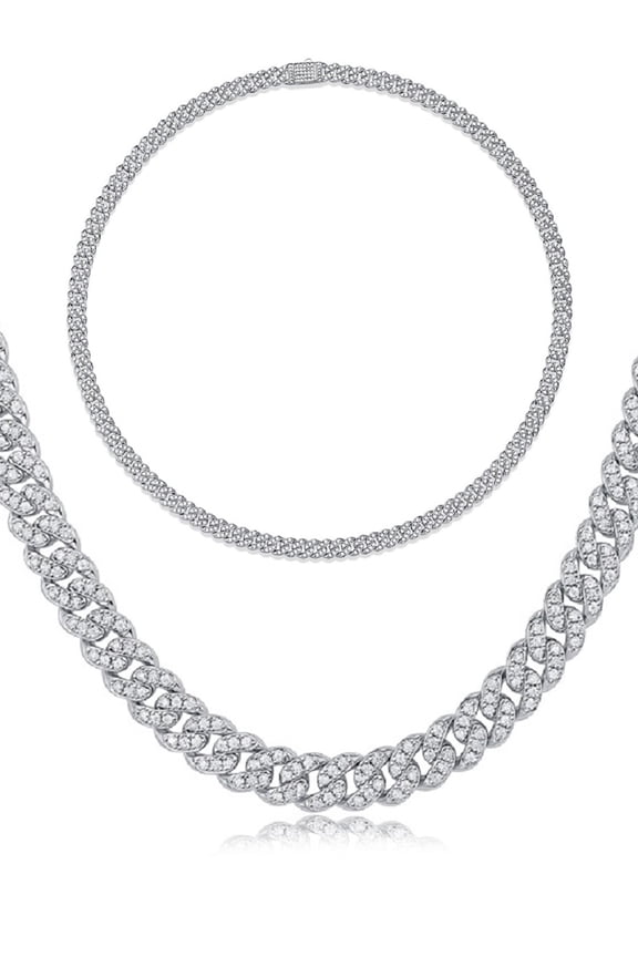 8mm 9.8CT Moissanite Miami Iced Out Cuban Link Chain Chunky Silver Necklace