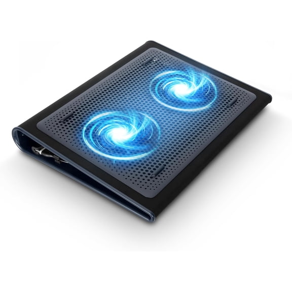 JIXINTECH 17" Dual Fan Laptop Cooling Pad, USB-A Powered, Soft Neoprene Chill Mat for Heat Protection, Fits 17" Laptops & Smaller