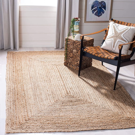 JIXINTECH 5x8 Cape Cod Natural Brown Jute Area Rug - Handmade Braided Flat Weave (CAP252A)