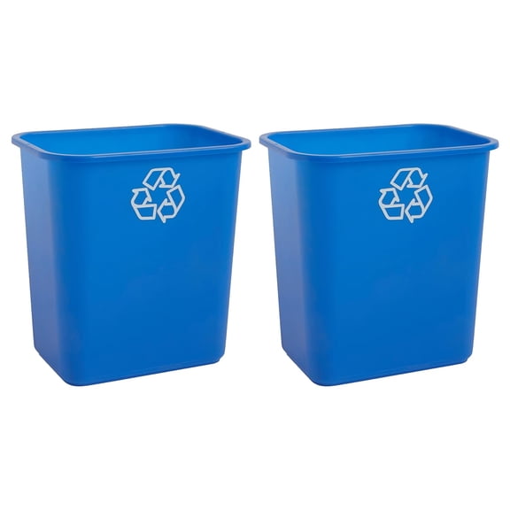JIXINTECH 7 Gal/28 Qt Space Saving Recycling Bin, Under Desk, Narrow, Commercial, Kitchen, Home, Dorm, Easy Clean, 2-Pack, Blue